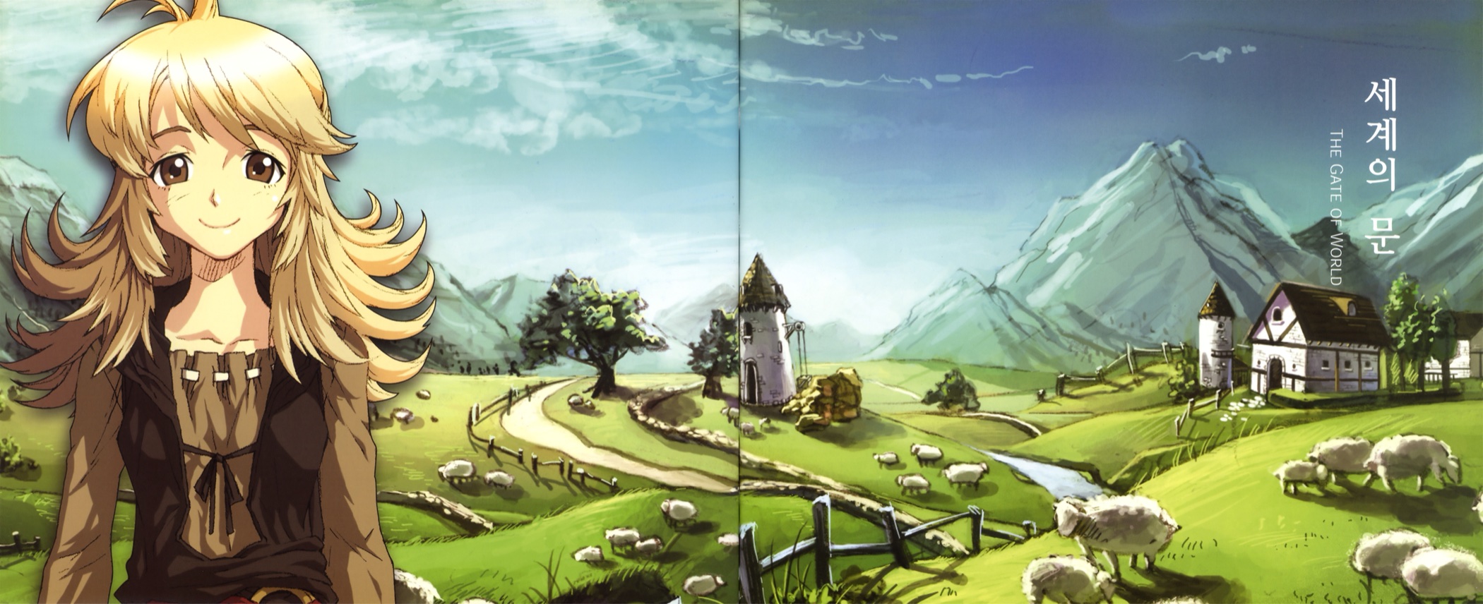 Recovered Ragnarok 2 concept art showing a bright countryside and mountain landscape.